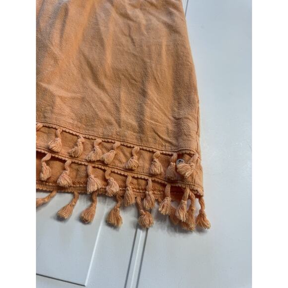Lulus Feel the Sunshine Orange Linen Blend Tassel Mini Dress Size Small - Picture 2 of 6